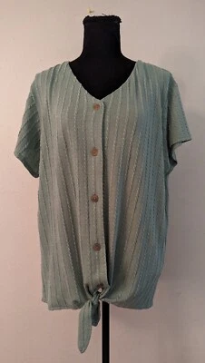 Blusa para mujer elástica 4062 nueva con etiquetas impermeable talla XXL verde vintage con botones Foto 1 de 4