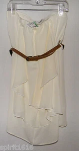 New Papaya - Ivory Layered Petal Strapless Blouse / Halter w/ Belt - Size S - Picture 1 of 3