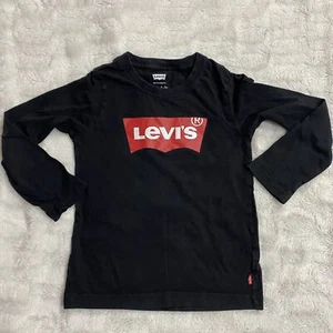 Levi's Youth Black Graphic Logo Round Neck Long Sleeve Pullover T-Shirt Size 7/L - Picture 1 of 6
