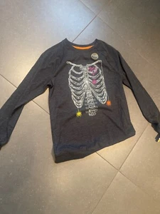 Cat & Jack Kids Grey Longsleeve Glow in the Dark Skeleton Shirt Size L 12/14T - Picture 1 of 5