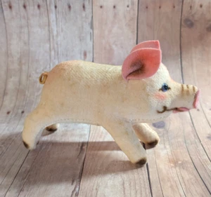 Vintage 40's-50's STEIFF PIG "JOLANTHE" MOHAIR VELVET w/BLUE GLASS EYES ~ No Tag - Picture 1 of 9