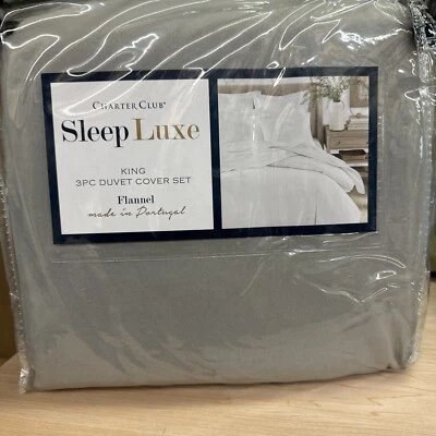 Juego de funda nórdica Charter Club Sleep Luxe de franela de algodón portugués 3 piezas King😃😃. Foto 1 de 3