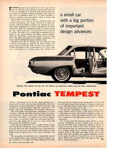 1961 PONTIAC TEMPEST ~ ORIGINAL 2-PAGE NEW CAR PREVIEW ARTICLE / AD - Picture 1 of 1