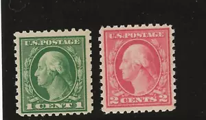 US Scott #462-#463 mint never hinged, 1916 1c & 2c perf 10, unwk, Washington og - Picture 1 of 2