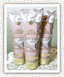 Bath & Body Works Cozy Vanilla Bourbon Ultimate Hydration Body Cream x3 Shea - Picture 1 of 5