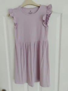 GIRLS H&M LILAC COTTON PULL ON DRESS AGED 8/10 YRS - Picture 1 of 5