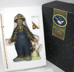 WilliRaye Studio Man w/ Fishing Pole and Cat WW1035 1998 - Picture 1 of 4