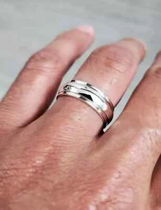 Anillo giratorio de plata de ley 925 hecho a mano banda distintiva para hombres y mujeres - Imagen 1 de 6