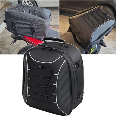 Motorcycle Rear Seat Tail Bag Helmet Luggage Storage Backpack Handbag Waterproof — 第 1/4 张图片