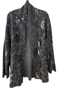 ZADIG & VOLTAIRE Maya Sequin Camo Wool-blend Cardigan Size XS/S Grey - Picture 1 of 19