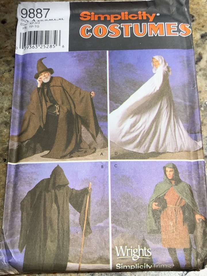 OOP 2001 Cape Tunic Hat Costume Simplicity 9887 Pattern Unisex XS S M L XL