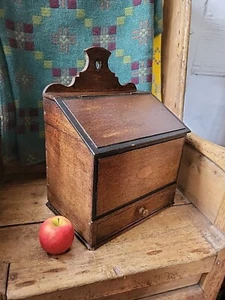 Large Georgian Oak Hanging Candlebox Salt Box Kitchen Box Welsh Candlebox - Picture 1 of 22