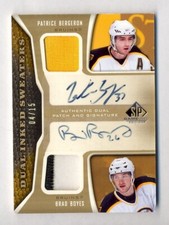 PATRICE BERGERON & BRAD BOYES 2006-07 SP GAME USED DUAL PATCH AUTO #4/15 BRUINS