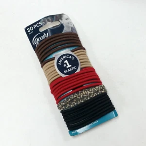 Goody Ouchless Hair Ties Elastic Ponytail Holder 30 PCS Cheetah Red Brown Black - Picture 1 of 2