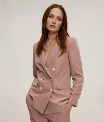 Chaqueta Blazer Mango Americana Tempo Rosa Doble Pecho Talla XS Nueva con Etiquetas Foto 1 de 4