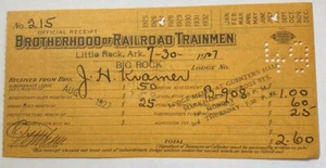 1927 Brotherhood of Railroad Trainmen Little Rock Arkansas Order for Secret Work - Picture 1 of 2