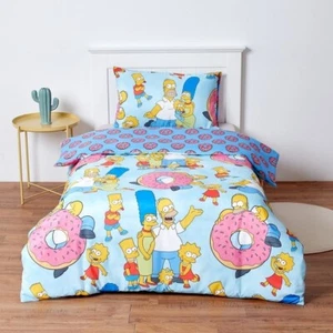 NEW Licensed THE SIMPSONS Single Bed Quilt Doona Cover Set Reversible Design - Foto 1 di 6