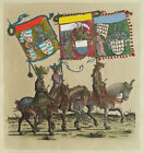 Spätdruck vom Original-Holzstock farbig Burgkmair Triumpfzug Kaiser Maximilian I