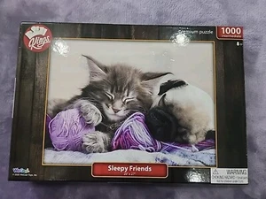 Kitten & Pup Kings We Cool 1000 Piece Premium Puzzle "SLEEPY FRIENDS" 20"X27"  - Picture 1 of 9