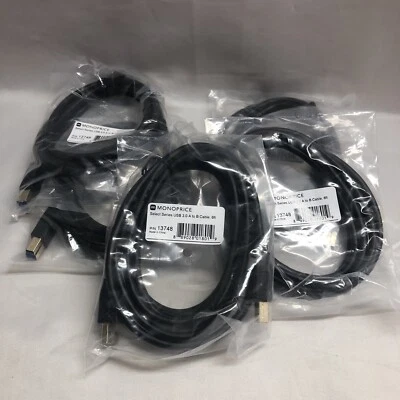 5 Pack Monoprice USB 3.0 Type-A to Type-B Cable - 6 Feet - Black Select Series - Image 1 of 4