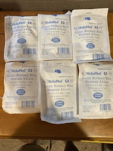 Menge 10 ReliaMed Verband Rolle 100% Baumwolle 4-1/2" x 4-1 yd versiegelt steril 6-lagig - Bild 1 von 3