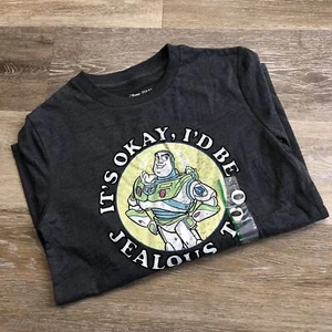 "NEW" DISNEY Toy Story Buzz Lightyear Graphic Crew Neck Gray Shirt Boy's Size M - Picture 1 of 8