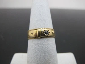 VICTORIAN 14k Yellow Gold BELT BUCKLE Sapphire Starburst Eternal Love Ring - Picture 1 of 6
