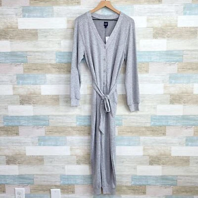 GAP мягкий вязаный V шеи комбинезон серый длинным рукавом галстук талии комфорт женщин большой - Изображение 1 из 4