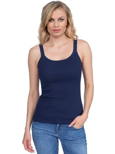 Basic Cotton 100% COTTON Women's Ribbed Ribbed Tank Top. Made in ITALY. S-XL. - Picture 1 of 8