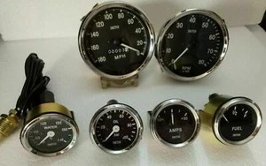Smiths52mm Kit-Temp + Oil + Fuel + Amp Gauge+ 180-0MPH Speedo+ 0-80RPM 100mm BC - Foto 1 di 3