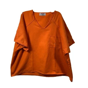 Bob Barker 5X Orange Short Sleeve Prison Jail Inmate Shirt Top Costume Halloween - Picture 1 of 6