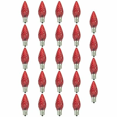 24 Pack Sunlite LED C9 0.4W Red Colored Decorative Chandelier Light Bulbs - Image 1 of 2