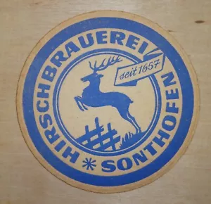Sottobicchiere birra Hirsch Brauerei vintage di Sonthofen, Germania - Foto 1 di 2