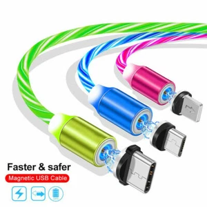 LED flowing Light Up Magnetic Fast Charging Cable -3 IN1- Type C - Android - IOS - Picture 1 of 11