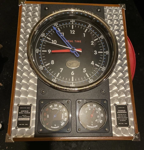 Spirit of St Louis Airfield Wall Clock Barometer Thermometer Charles Lindbergh Cover