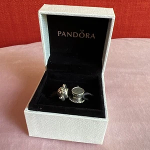 Pandora Charms Teapot Cup Saucer SET OF 2 Silver 925 Retired Authentic - Picture 1 of 3