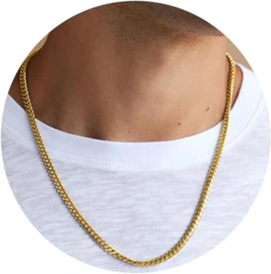 3/5 mm chapado en oro real de 14 quilates/plata real cubana - Picture 1 of 12