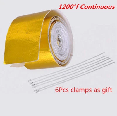 Fita adesiva autoadesiva de fibra de vidro para carro ouro 1200°f alta temperatura proteção térmica envoltório - Imagem 1 de 4