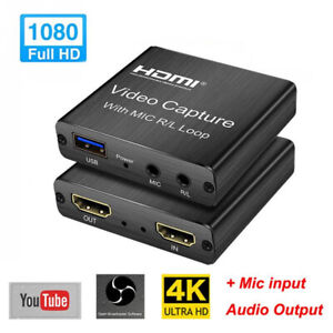 4K Video Capture Card HDMI >HDMI /USB3.0 Live Video Audio Converter Game Grabber