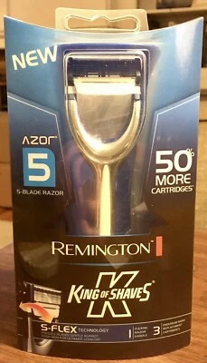 Remington King of Shaves Azor 5 刀片 S-Flex 男式剃刀带 3 盒 - 全新! — 第 1/4 张图片