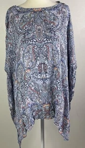 J Jill Tunic Top Poncho Kimono Cover Up Paisley Boho Hippie Lagenlook Artsy M/L - Picture 1 of 11