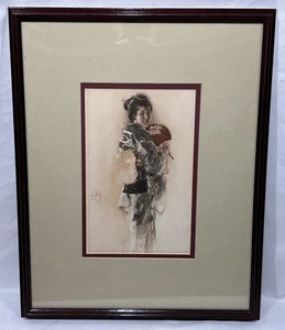 Antigua litografía vintage de niña japonesa "The Musmee" de Robert Frederick Blum - Imagen 1 de 13