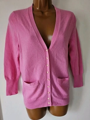 J. Cárdigan Barbie rosa 100 % cachemir vintage cuello en V abotonado. Talla M Foto 1 de 4
