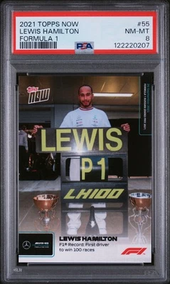 2021 Topps Now Lewis Hamilton #055 PSA 8 First Driver to Win 100 Races F1 55 - Image 1 of 2