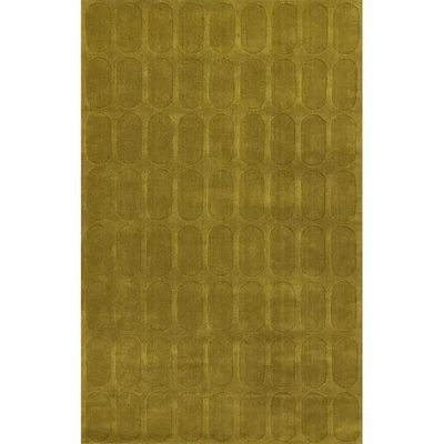 "Modern Olive Green Area Rug 8x10 Embossed Oval Pattern Hand-Tufted Wool Carpet" - Image 1 of 4