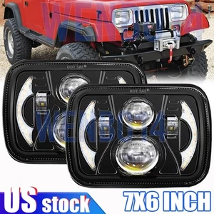 Pair 5X7 7x6 LED Headlight For 1984-2001 Cherokee XJ 1986-1995 Jeep Wrangler YJ - Picture 1 of 10