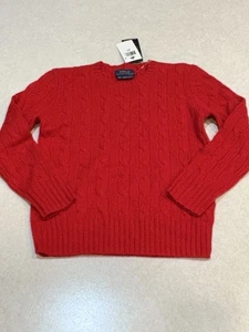 NWT Ralph Lauren Polo Boys Girls 100% Cashmere LS Cable Knit Sweater 6/7 - Picture 1 of 6
