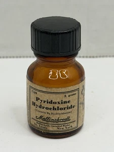 Pyridoxine Hydrochloride Vitamin B6 Empty Amber Bottle Mallinckrodt - Picture 1 of 8