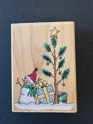 Пенни черный снег подарки рождественская елка снеговик смешной резиновый штамп 1262H - Изображение 1 из 4
