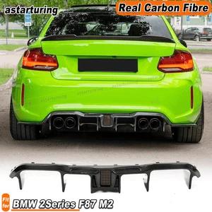 For BMW 2Series F87 M2 Coupe 15-19 Real Carbon Rear Bumper Diffuser Lip Spoiler - Picture 1 of 12